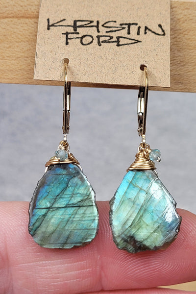 GF) Labradorite Slice Earrings EBK4418G