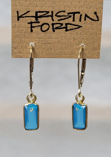 Bezelled Blue Chalcedony with Apatite Drop Earrings EWH9419GBL