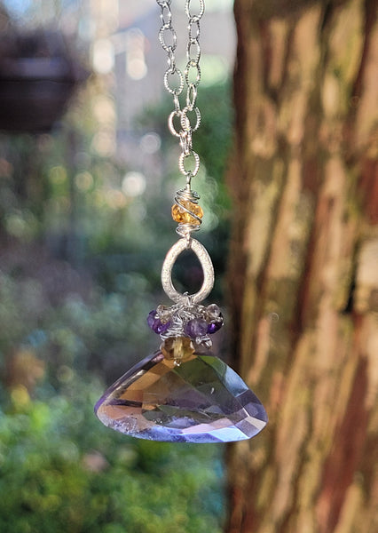 Ametrine w/Amethyst & Citrine Cluster Necklace NBL1223