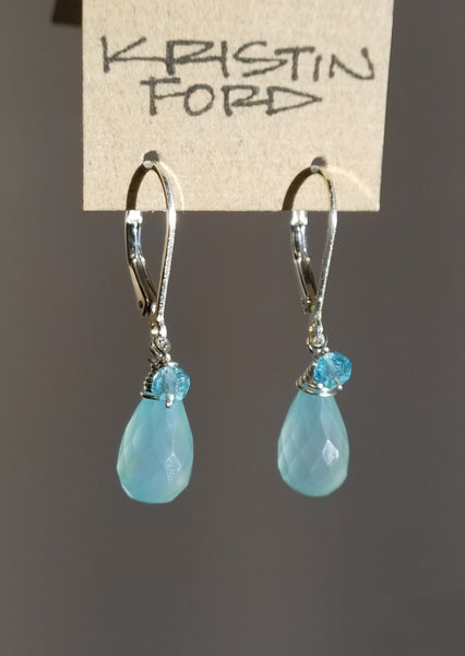 Chalcedony Teardrop with Apatite Rondel Earrings EBL3020
