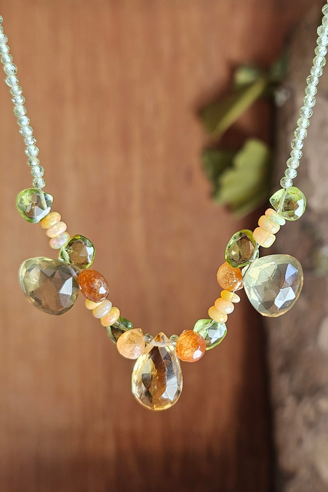 One of a Kind Citrine, Olive Quartz, Peridot & Mandarin Garnet Necklace