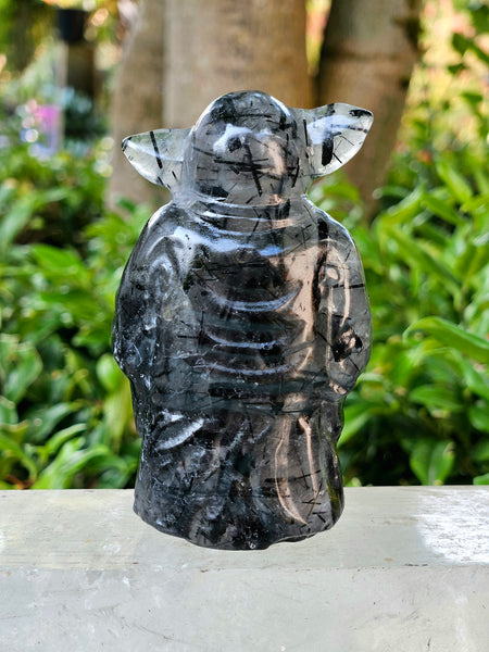 Black Tourmalinated Quartz Yoda