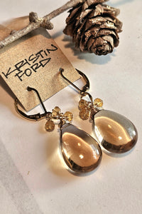 One of a Kind GF) Champagne Quartz & Hessonite Earrings
