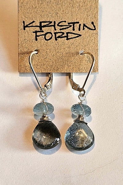 Black & Blue Aquamarine Earrings  EBK4825