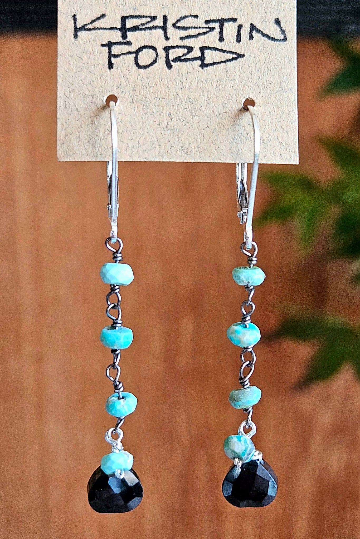 Black Spinel & Turquoise Earrings  EBK4625