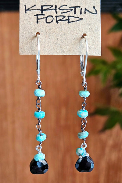 Black Spinel & Turquoise Earrings  EBK4625