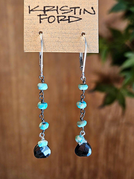 Black Spinel & Turquoise Earrings  EBK4625