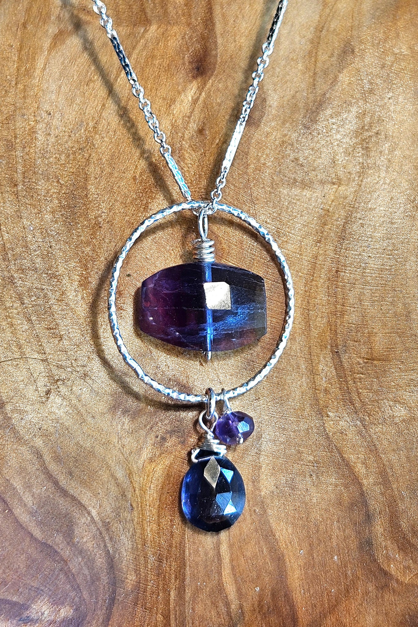 Fluorite, Iolite & Amethyst Necklace  NBL4425