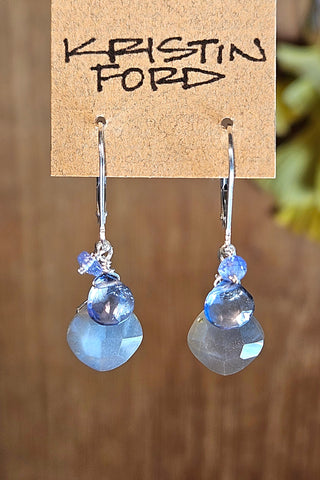Silver Moonstone, Iolite, Labradorite & Tanzanite Earrings  EBK5125