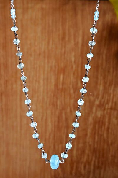 Black Aquamarine, Chalcedony & Labradorite Necklace  NBK0626OX