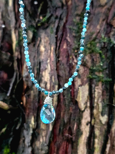 One of a Kind London Blue Topaz & Blue Tourmaline Necklace & Earring