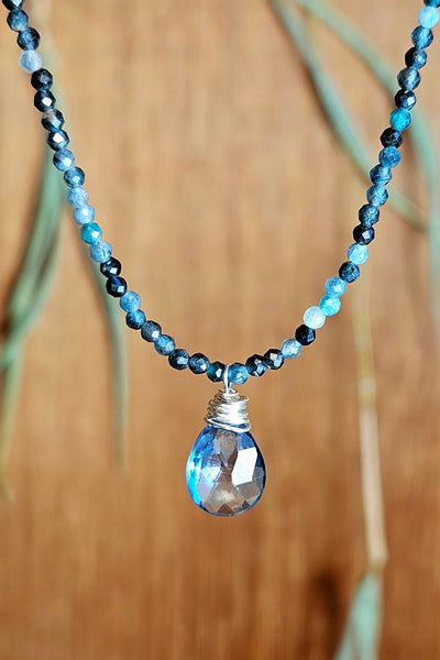 One of a Kind London Blue Topaz & Blue Tourmaline Necklace & Earring