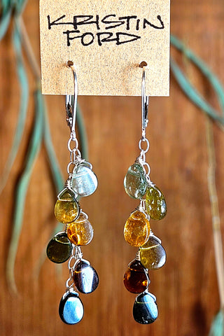 Multi Color Earth Tone Tourmaline Earrings  EWH7025