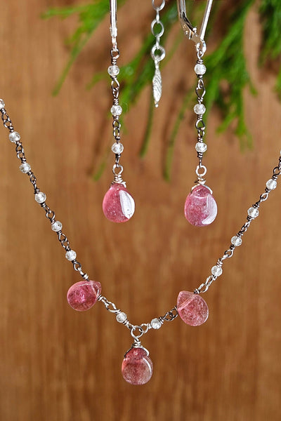 Pink Tourmaline & White Topaz Necklace  NRD5625OX