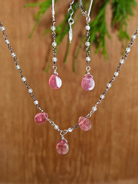 Pink Tourmaline & White Topaz Earrings ERD5625OX