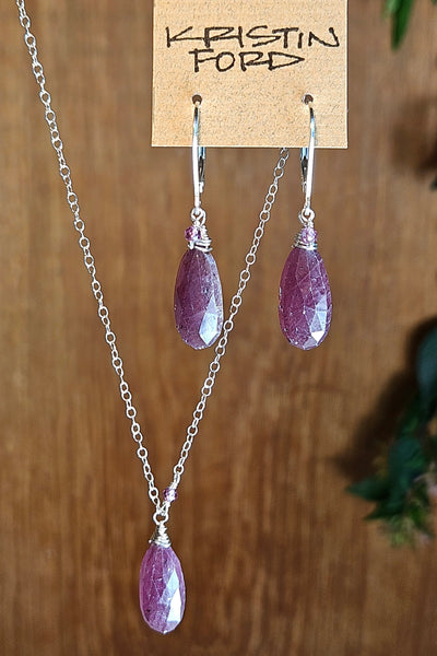 Red/Rose Sapphire & Rhodolite Earrings  ERD0226