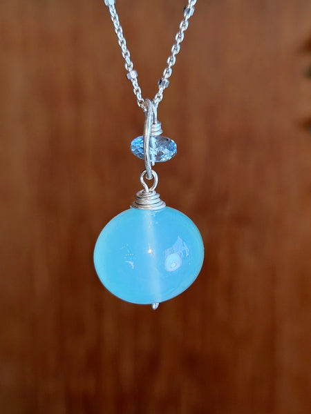Chalcedony & Aquamarine Necklace  NBL1926