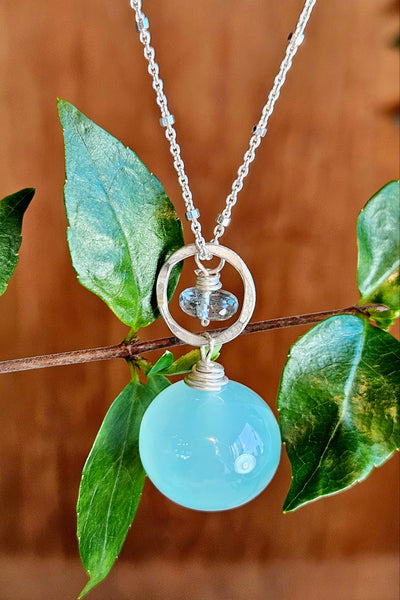 Chalcedony & Aquamarine Necklace  NBL1926
