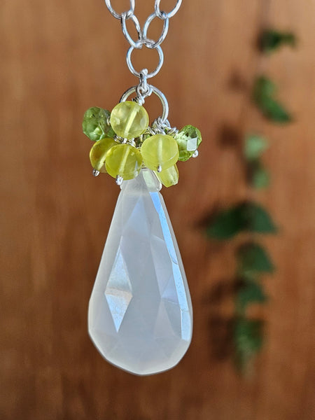 Mystic Moonstone, Serpentine & Peridot Necklace  NWH0126