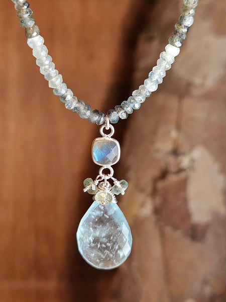 One of a Kind Aquamarine & Labradorite Necklace