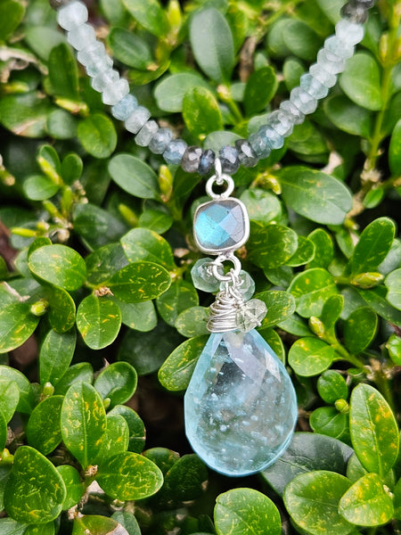 One of a Kind Aquamarine & Labradorite Necklace