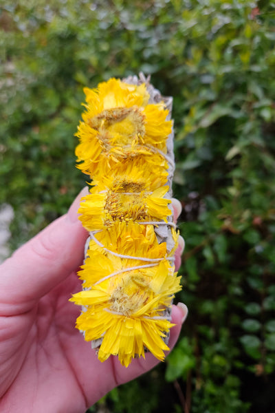 White Sage & Golden Flower Bundle / Smudge Stick