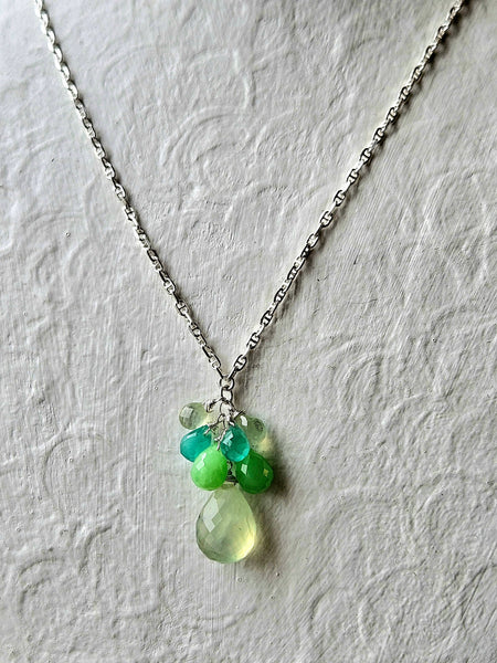 Prehnite, Chrysoprase & Green Onyx Necklace  NGR5826