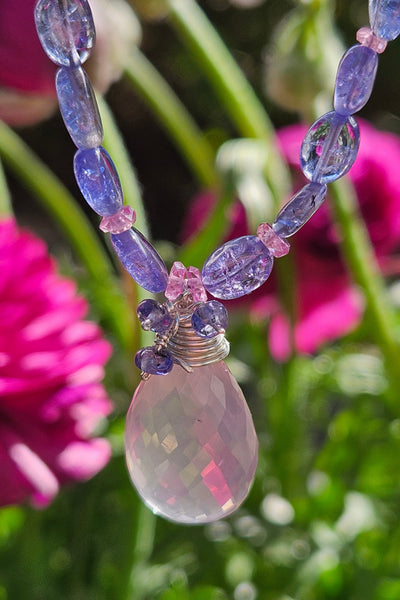 Rose Quartz, Tanzanite & Pink Sapphire Necklace