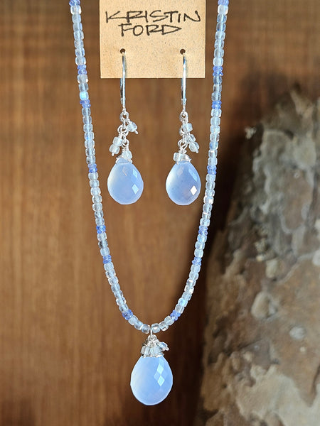 Blue Chalcedony and Labradorite Earrings EBL5726
