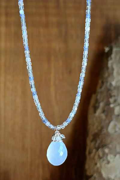 Blue Chalcedony, Labradorite & Tanzanite Necklace NBL5726