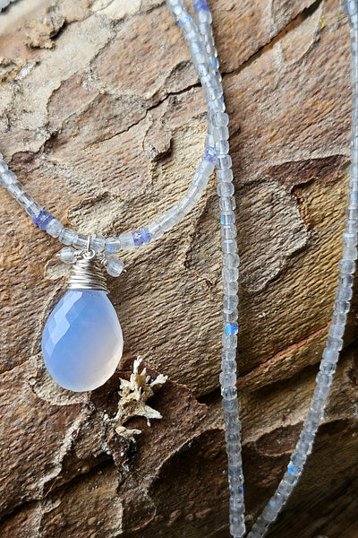 Blue Chalcedony, Labradorite & Tanzanite Necklace NBL5726