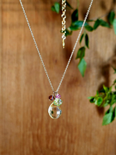 One of a Kind GF) Citrine, Peridot, Pink Tourmaline & Hessonite Necklace