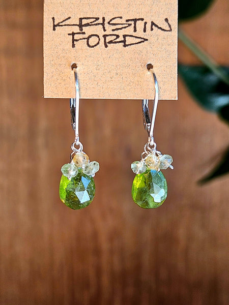 Vesuvianite, Grossular Garnet & Citrine Earrings  EGR3026
