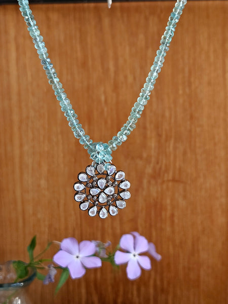 One of a Kind Labradorite, Champagne Diamond & Emerald Necklace