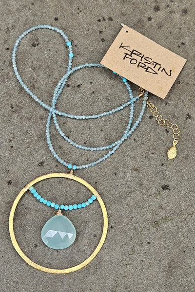 GF) Chalcedony, Apatite & Turquoise Necklace  NBL0626G