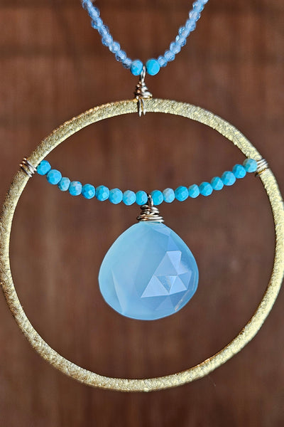 GF) Chalcedony, Apatite & Turquoise Necklace  NBL0626G