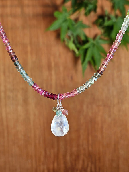 Rainbow Moonstone & Tourmaline Necklace  NWH5126