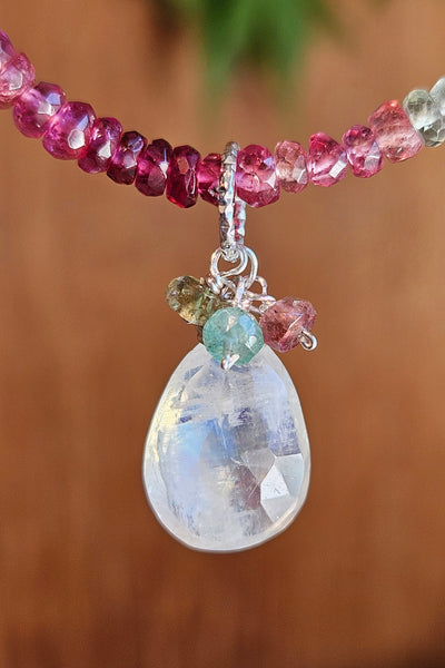 Rainbow Moonstone & Multi Color Tourmaline Necklace  NWH4926