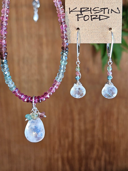 Rainbow Moonstone & Multi Color Tourmaline Necklace  NWH4926