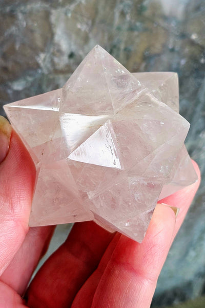 One of a Kind Rose Quartz Sacred Geometry Star