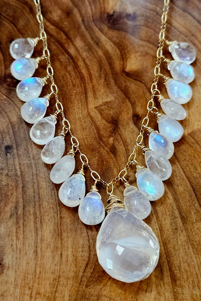 One of a Kind GF) Mexican Opal & Rainbow Moonstone Necklace (With Matching Earring Option)
