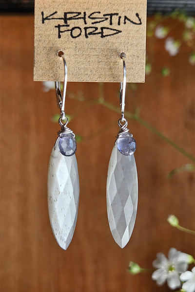 Silver Moonstone & Iolite Earrings EBK0326