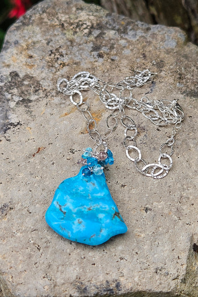 One of a Kind Turquoise, Apatite & Color Change Garnet Necklace
