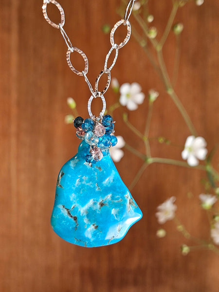 One of a Kind Turquoise, Apatite & Color Change Garnet Necklace