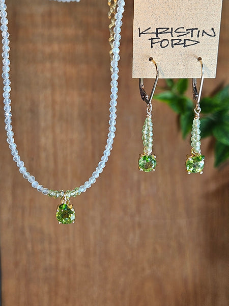 GF) Peridot, Prehnite & Tsavorite Necklace  NGR3526G