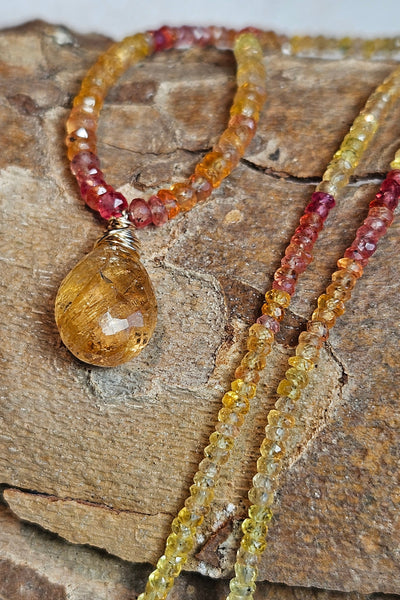 GF) One of a Kind Imperial Topaz & Sunset Padparadscha Sapphire Necklace