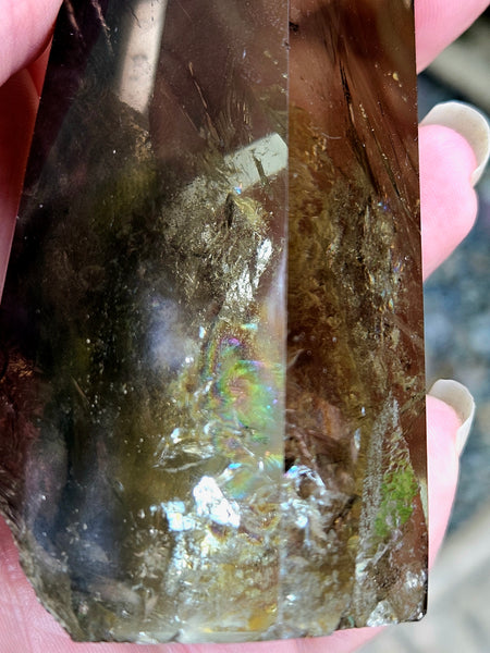 Smoky Citrine Tower with Phantoms & Rainbows
