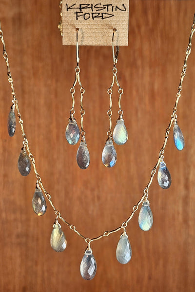 GF) One of a Kind Labradorite Necklace & Earring Set