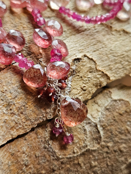 Strawberry Quartz Ruby & Garnet Necklace  NRD4826