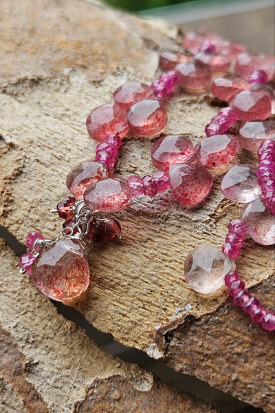 Strawberry Quartz Ruby & Garnet Necklace  NRD4826